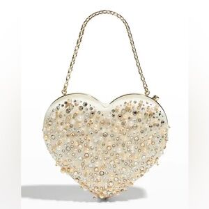 KATE SPADE 3D Embellished Heart Crystal Clutch Bridal Wedding